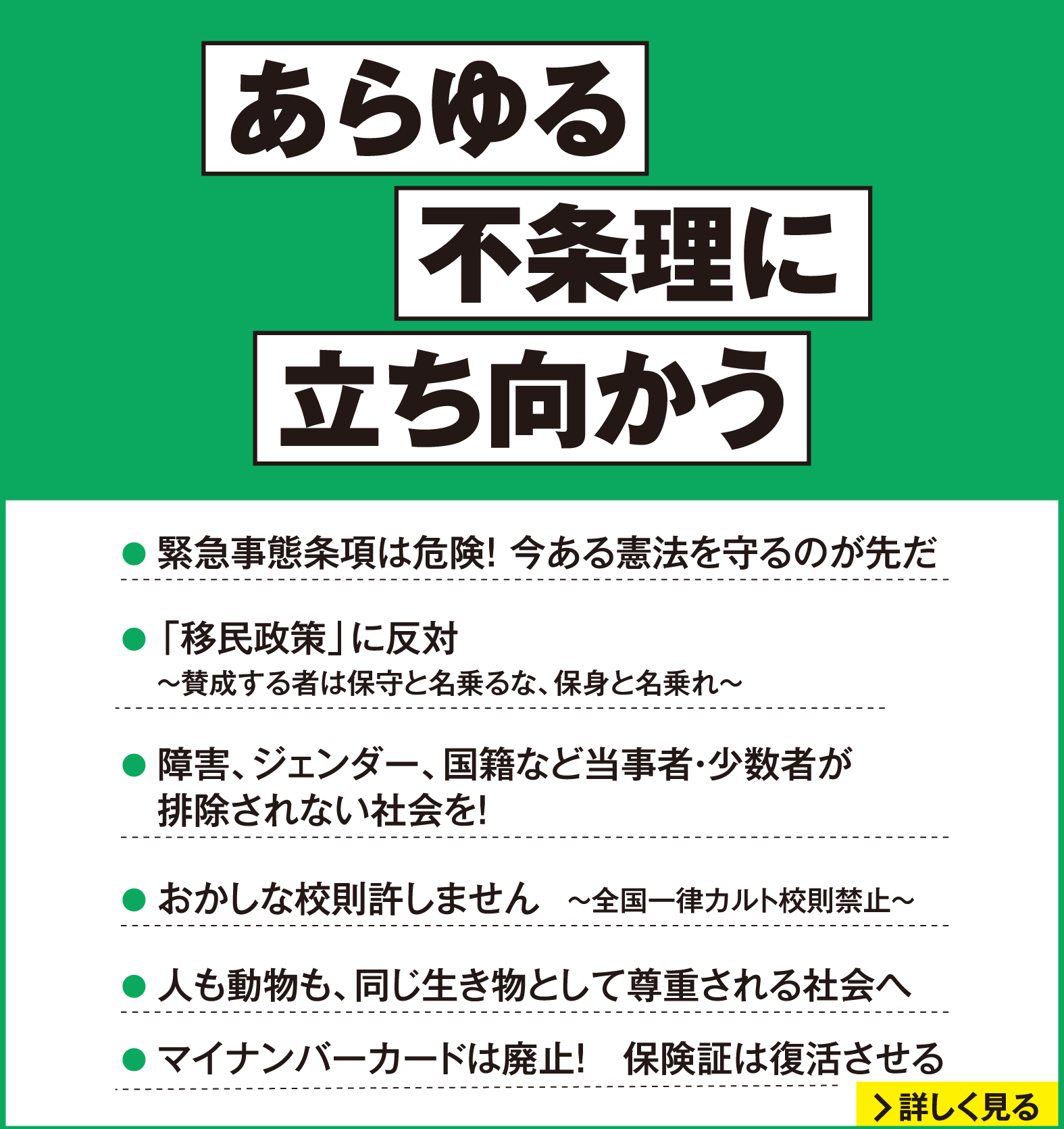 れいわ新選組 2026年衆議院選挙 マニフェスト10：あらゆる不条理に立ち向かう